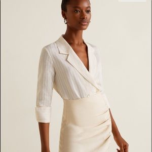 Mango off white blouse in size 6 with brown lines